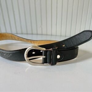 Leather Black Eagle Embossed Belt USA and Eagle Engraved